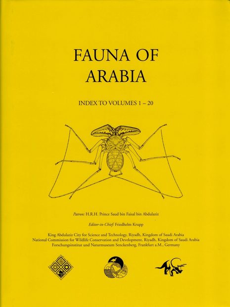 Fauna of Saudi Arabia: Index to Volumes 1-20
