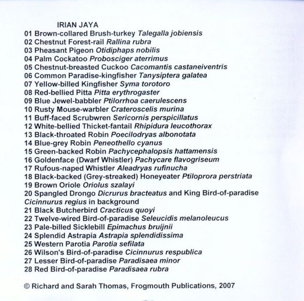 Birds of Irian Jaya and Halmahera