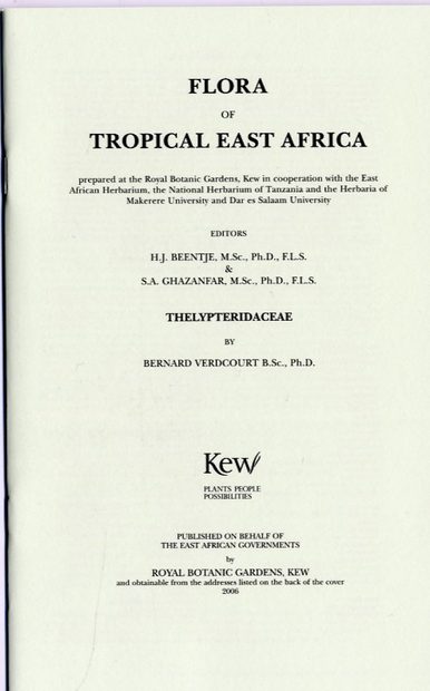 Flora of Tropical East Africa: Thelypteridaceae