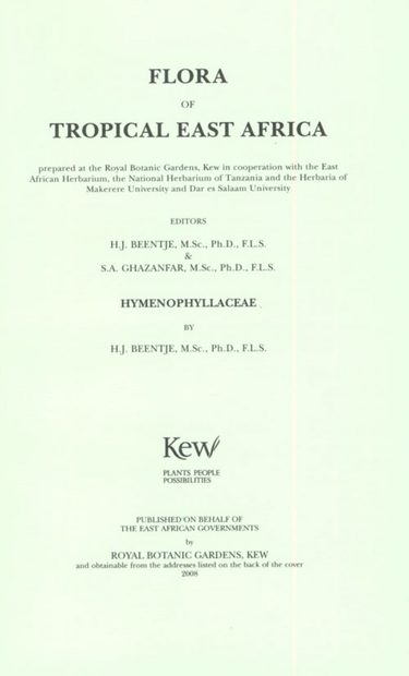 Flora of Tropical East Africa: Hymenophyllaceae