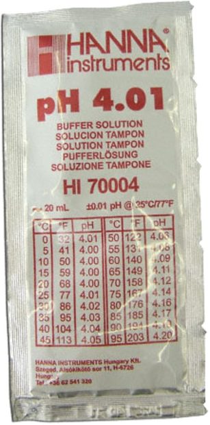 Hanna HI-70004P pH 4.01 Buffer Solution - 20ml Sachets