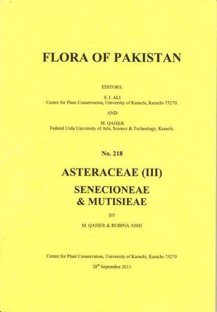 Flora of Pakistan, Volume 218: Asteraceae (III), Senecioneae & Mutisieae