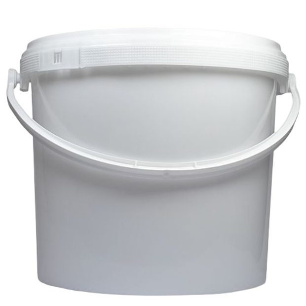 White Plastic Bucket with Lid and Plastic Handle
