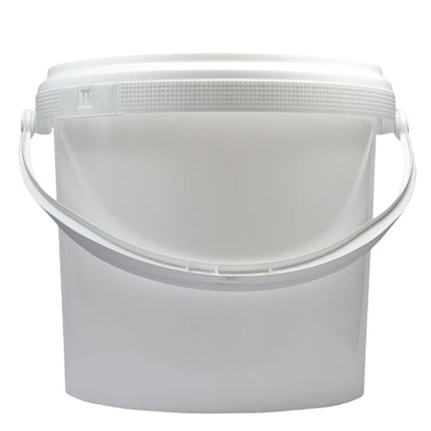 White Plastic Bucket with Lid and Plastic Handle