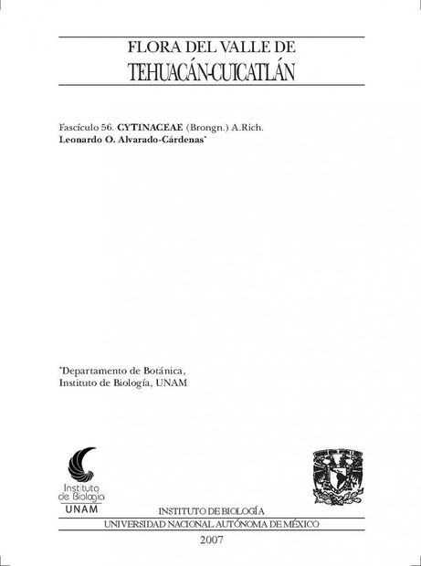 Flora del Valle de Tehuacán-Cuicatlán, Volume 56: Cytinaceae