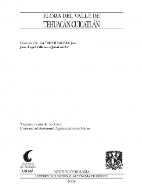 Flora del Valle de Tehuacán-Cuicatlán, Volume 58: Caprifoliaceae