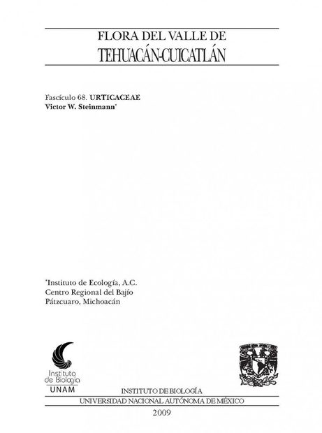 Flora del Valle de Tehuacán-Cuicatlán, Volume 68: Urticaceae