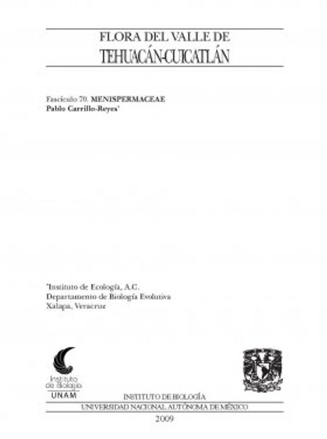 Flora del Valle de Tehuacán-Cuicatlán, Volume 70: Menispermaceae