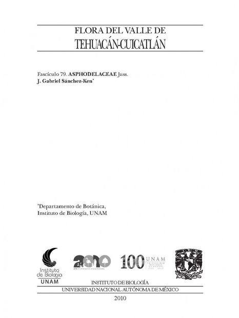 Flora del Valle de Tehuacán-Cuicatlán, Volume 79: Asphodelaceae