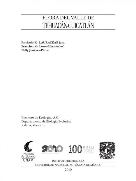 Flora del Valle de Tehuacán-Cuicatlán, Volume 82: Lauraceae