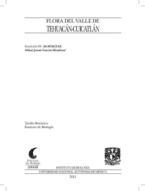 Flora del Valle de Tehuacán-Cuicatlán, Volume 88: Agavaceae
