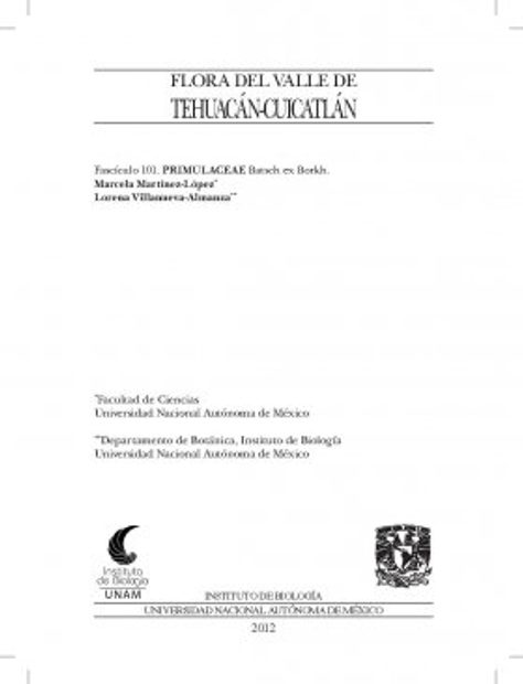 Flora del Valle de Tehuacán-Cuicatlán, Volume 101: Primulaceae