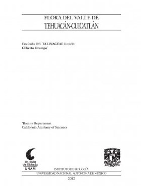 Flora del Valle de Tehuacán-Cuicatlán, Volume 103: Talinaceae