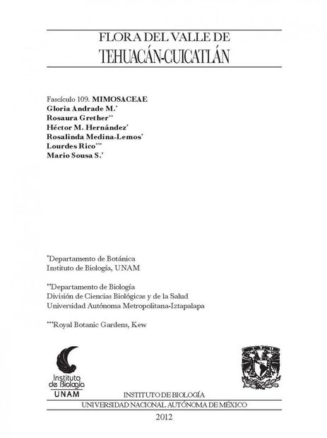 Flora del Valle de Tehuacán-Cuicatlán, Volume 109: Mimosaceae Tribu Ingeae