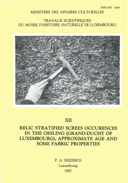 Ferrantia, Volume 12: Relic Stratified Screes Occurrences in the Oesling (Grand-Duchy of Luxembourg), Approximate Age and Some Fabric Properties