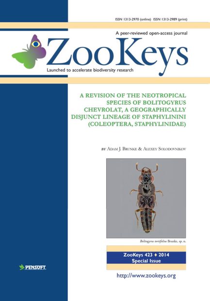 ZooKeys 423: A Revision of the Neotropical Species of Bolitogyrus Chevrolat, a Geographically Disjunct Lineage of Staphylinini (Coleoptera, Staphylinidae)