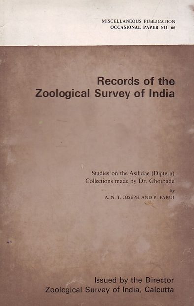 Studies on the Asilidae (Diptera) Collections Made by Dr. Ghorpade