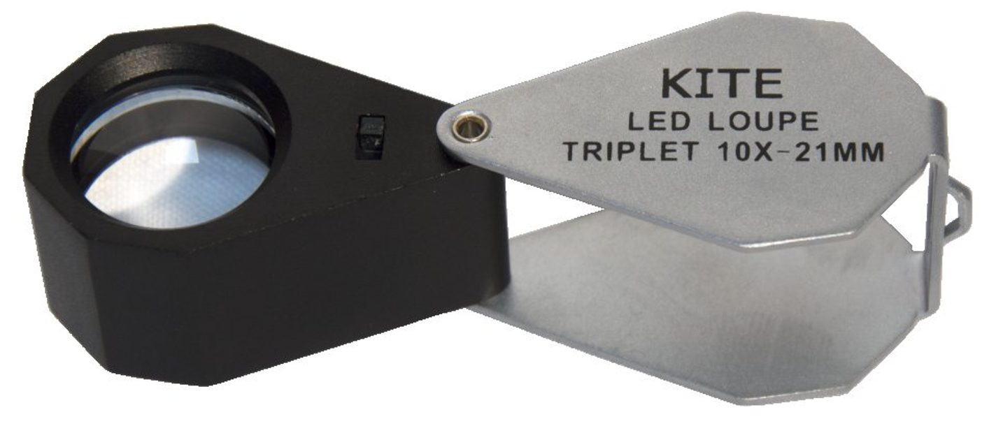 LED Triplet Loupe Hand Lens, 21mm, Magnification 10x 