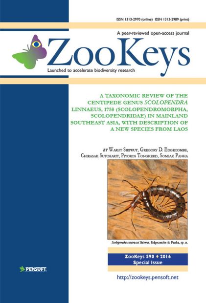 ZooKeys 590: A Taxonomic Review of the Centipede Genus Scolopendra Linnaeus, 1758 (Scolopendromorpha, Scolopendridae) in Mainland Southeast Asia, with Description of a New Species from Laos