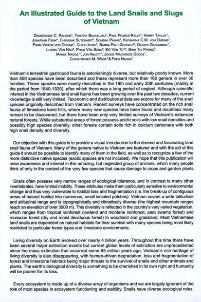 An Illustrated Guide to the Land Snails and Slugs of Vietnam