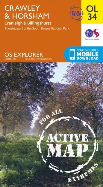 OS Explorer Map OL34: Crawley & Horsham - Cranleigh & Billingshurst