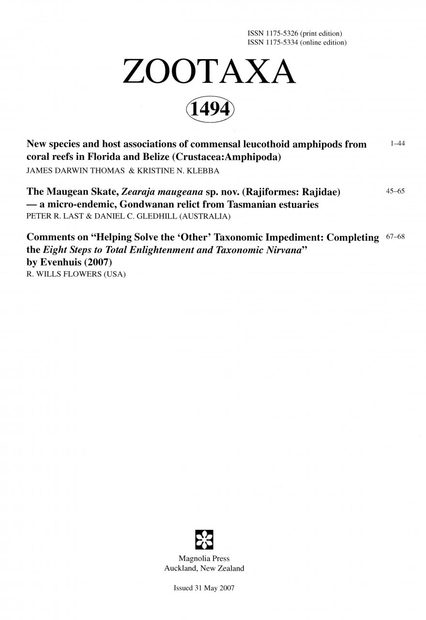 Zootaxa, Volume 1494
