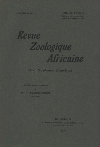 Revue de Zoologie et de Botanique Africaines, Volume 10 (3-Volume Set)