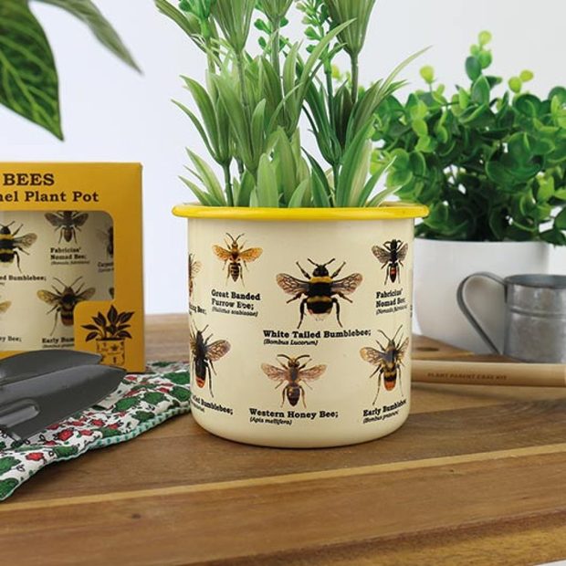 Bee Enamel Plant Pot 