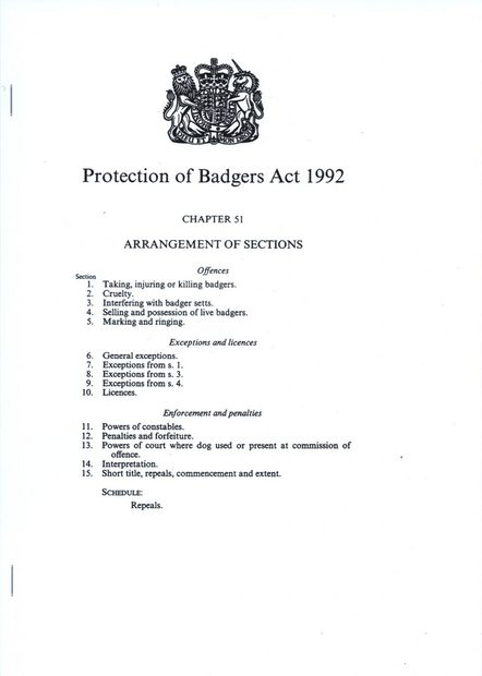 Protection of Badgers Act, 1992
