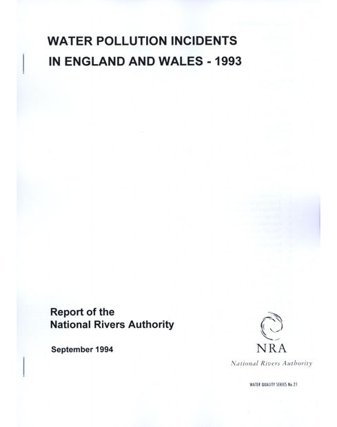 Water Pollution Incidents in England and Wales, 1993