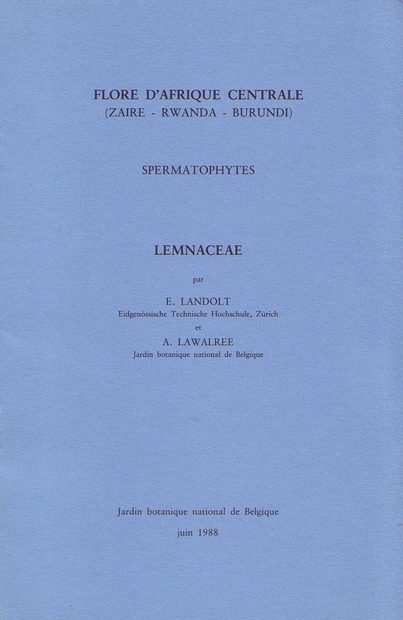 Flore d'Afrique Centrale: Spermatophytes, Lemnaceae