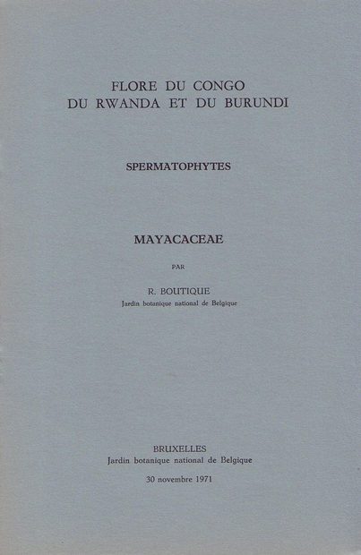 Flore d'Afrique Centrale: Spermatophytes, Mayacaceae
