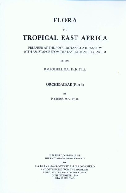 Flora of Tropical East Africa: Orchidaceae, Part 3