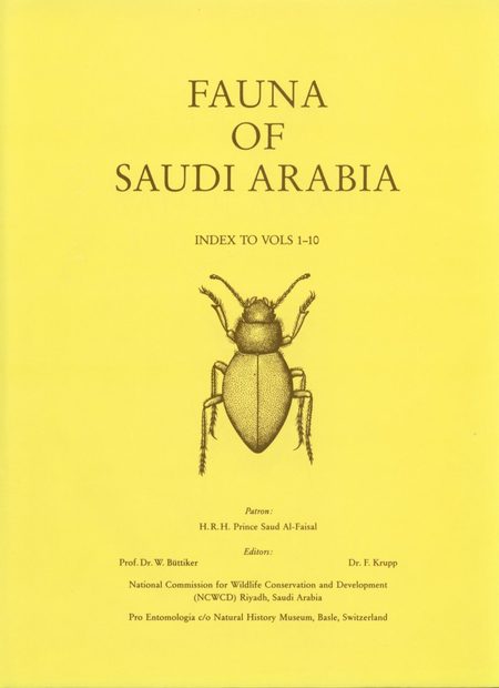 Fauna of Saudi Arabia: Index to Vols 1-10