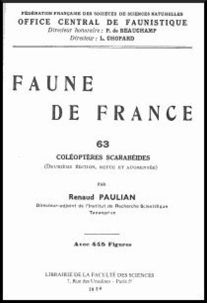 Faune de France, Volume 63: Coléoptères Scarabéides