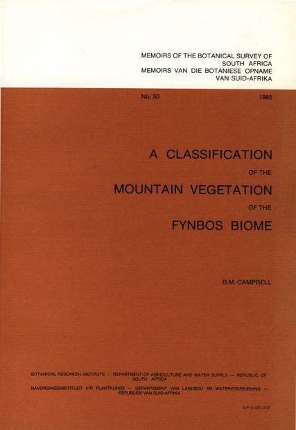 A Classification of the Mountain Vegetation of the Fynbos Biome