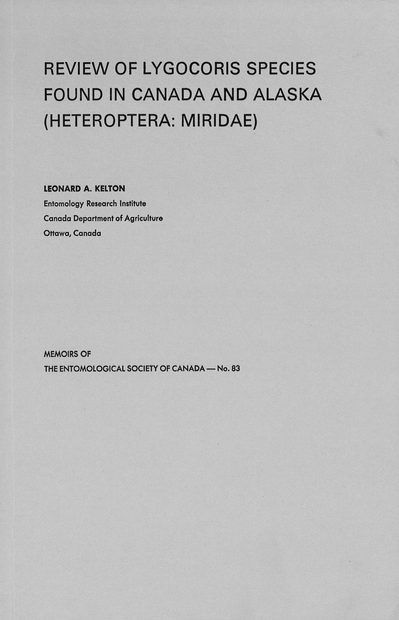 Review of Lygocoris Species found in Canada and Alaska (Homoptera: Miridae)