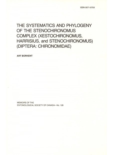 The Systematics and Phylogeny of the Stenochironomus Complex (Xestochironomus, Harrisius, and Stenochironomus) (Diptera:Chironomidae)
