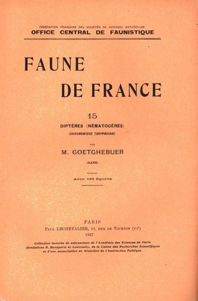 Faune de France, Volume 15: Diptères (Nématocères): Chironomidae II: Tanypodinae