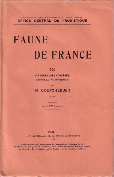 Faune de France, Volume 18: Diptères (Nématocères): Chironomidae III: Chironomariae