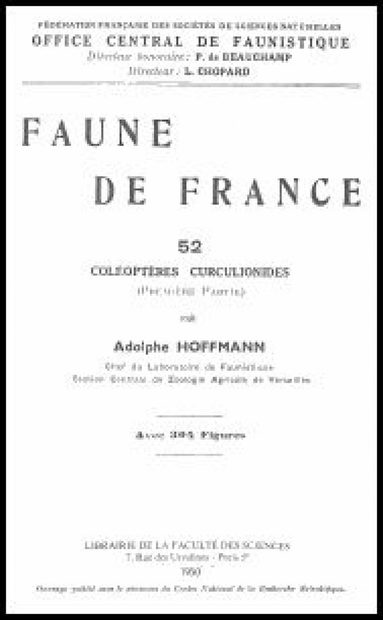 Faune de France, Volume 52: Coléoptères Curculionides, Part 1